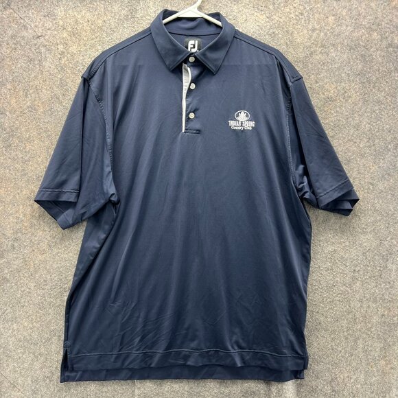 Footjoy Polo Shirt Mens Large Blue Knit Indian Spring Country Club Golf Stretch - Picture 1 of 11
